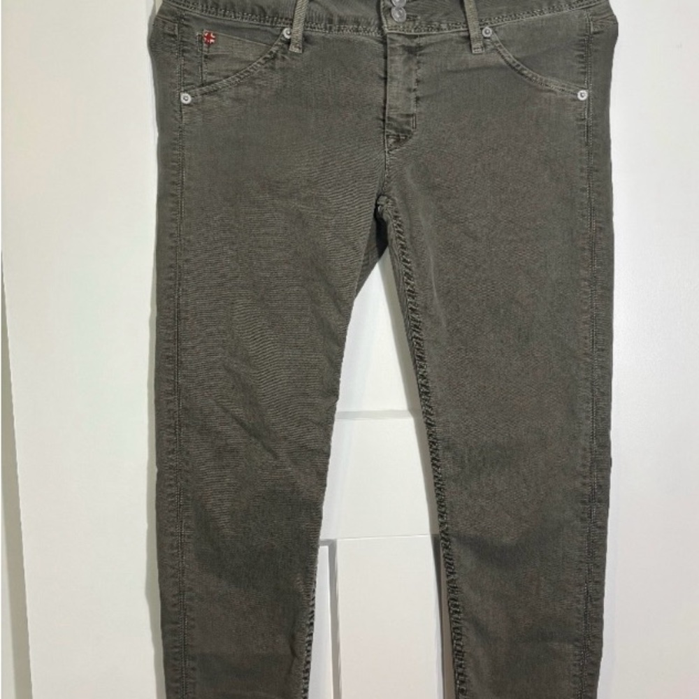 Hudson Army Green Collin Skinny Crop Jeans Size 28
